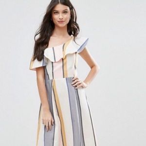 ASOS One Shoulder Ruffle Detail Midi Sundress